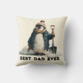 Best Dad Ever Winter Penguin Design クッション (裏面)