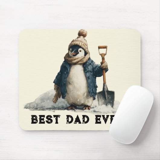 Best Dad Ever Winter Penguin Design マウスパッド (マウス)
