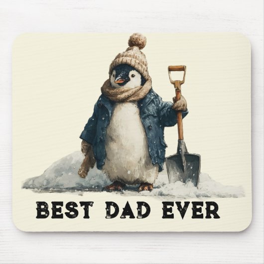Best Dad Ever Winter Penguin Design マウスパッド (正面)