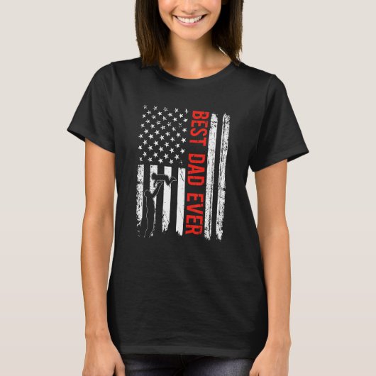 Best Dad Ever With US American Flag Gift Fathers D Tシャツ (正面)
