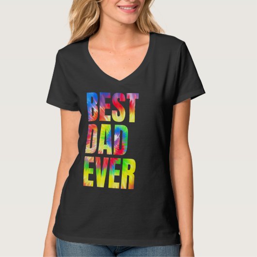 Best Dad Ever With US Flag Tie Dye Fathers Day 1 Tシャツ (正面)