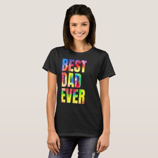 Best Dad Ever With US Flag Tie Dye Fathers Day 1 Tシャツ (正面フル)
