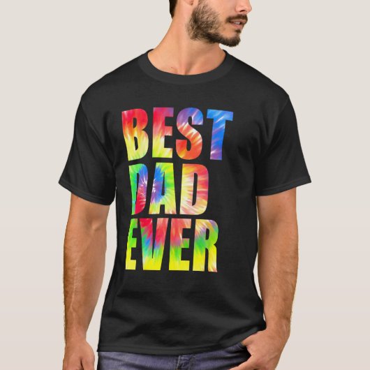 Best Dad Ever With US Flag Tie Dye Fathers Day 2 Tシャツ (正面)