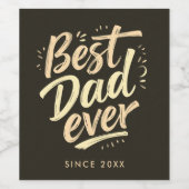 Best Dad Father Simple Brown Brush Script Typo ワインラベル (シングルラベル)