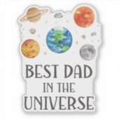 Best Dad in The Universe Funny Quote Fathers Day シール (正面)