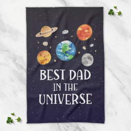 Best Dad in The Universe Quote Fathers Day キッチンタオル