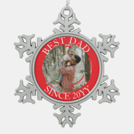 Best Dad Merry Christmas ornament スノーフレークピューターオーナメント