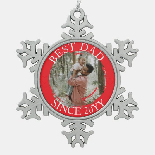 Best Dad Merry Christmas ornament スノーフレークピューターオーナメント (正面)