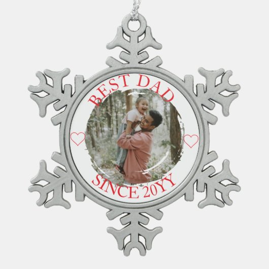Best Dad Merry Christmas ornament スノーフレークピューターオーナメント (正面)