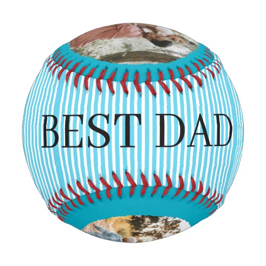 Best Dad Personalized 3 Photo 野球ボール (裏面)