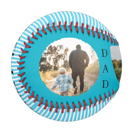 Best Dad Personalized 3 Photo 野球ボール (正面左)