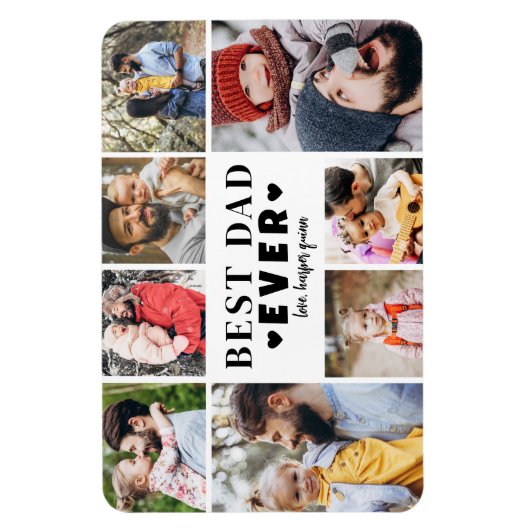 Best Dad Photo Collage マグネット (縦)
