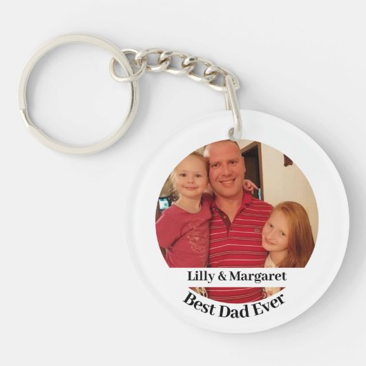 Best Dad Photo Round Keychain キーホルダー (正面)