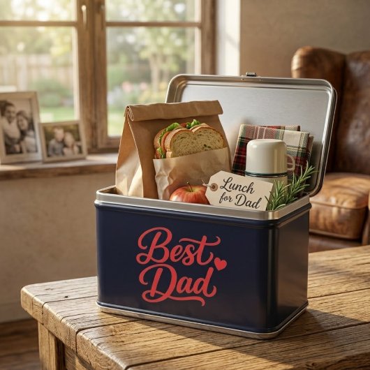 Best Dad Script Red Heart Classic Metal Lunchbox メタルランチボックス