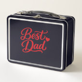Best Dad Script Red Heart Classic Metal Lunchbox メタルランチボックス (正面)