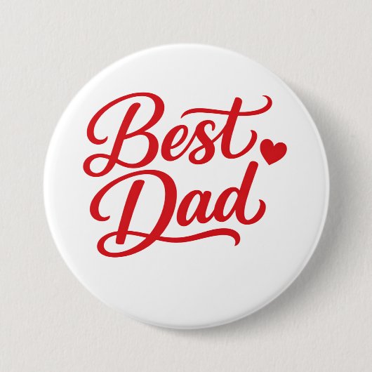 Best Dad Script Red Heart Decorative Button Pin 缶バッジ (正面)