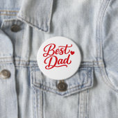 Best Dad Script Red Heart Decorative Button Pin 缶バッジ (インサイチュ)