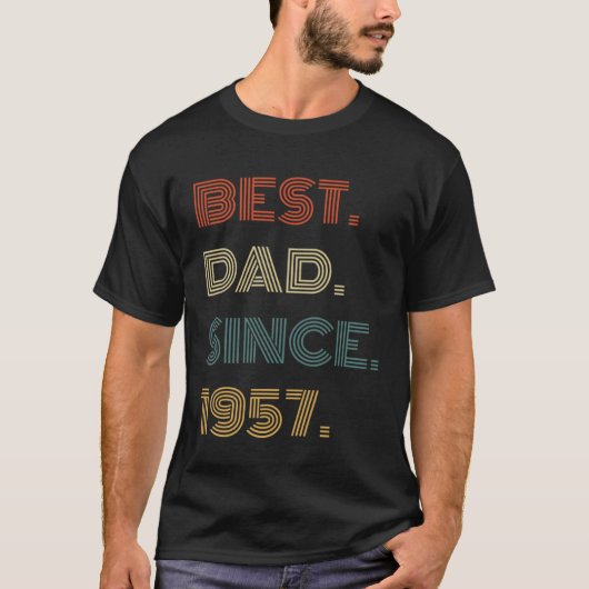 Best Dad Since 1957 Clothes  for Him Men Retro Vin Tシャツ (正面)