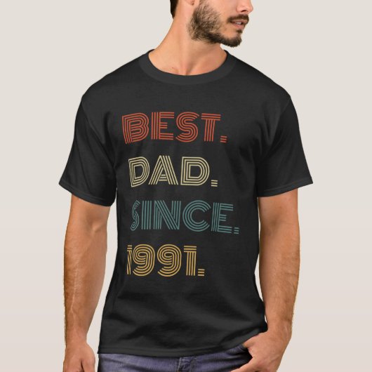 Best Dad Since 1991 Clothes  for Him Men Retro Vin Tシャツ (正面)