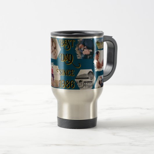"Best Dad Since" fotos y fecha personalizable トラベルマグ (正面右)