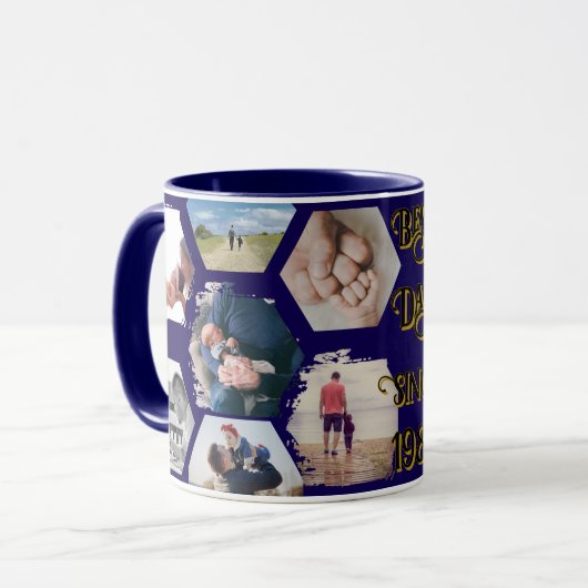 "Best Dad Since" fotos y fecha personalizable マグカップ (正面左)
