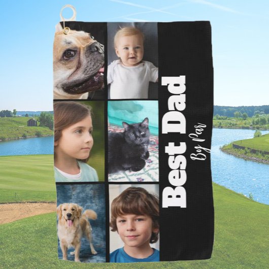Best Dad Six Photo Template Black and White ゴルフタオル