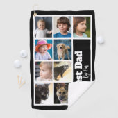 Best Dad Template 9 Family Photo Collage Black ゴルフタオル (インサイチュ)