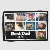 Best Dad Template 9 Family Photo Collage Black ゴルフタオル (横)