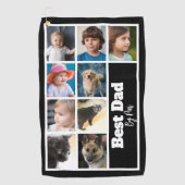 Best Dad Template 9 Family Photo Collage Black ゴルフタオル (正面)