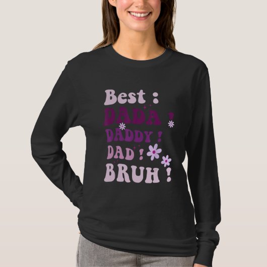Best Dada Daddy Dad Bruh Fathers Day Purple Groovy Tシャツ (正面)