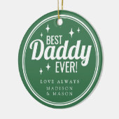 Best Daddy Ever Green Retro Sparkle Christmas セラミックオーナメント (左)