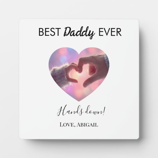 Best Daddy Ever Heart Tabletop Plaque with Easel フォトプラーク (正面)
