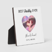 Best Daddy Ever Heart Tabletop Plaque with Easel フォトプラーク (正面)