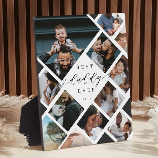 Best Daddy Ever Modern Photo Collage Gift Keepsake フォトプラーク