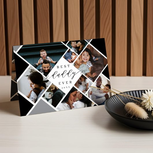 Best Daddy Ever Modern Photo Collage Personalized カード