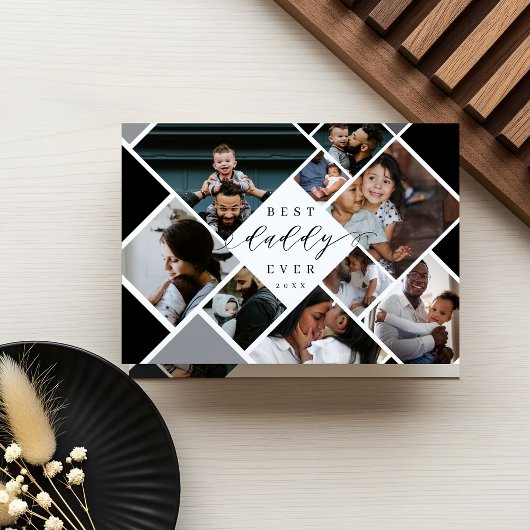 Best Daddy Ever Modern Photo Collage Personalized カード