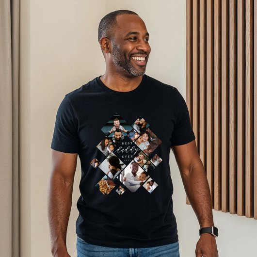 Best Daddy Ever Modern Photo Collage Personalized トライブレンドＴシャツ