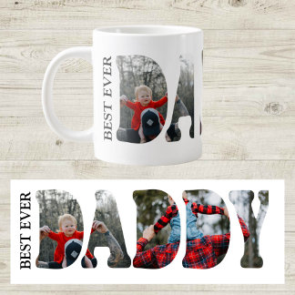 Best Daddy Ever Photo Mug, Custom Father birthday ジャンボコーヒーマグカップ