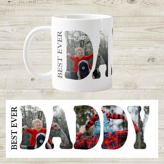 Best Daddy Ever Photo Mug, Custom Father birthday  ジャンボコーヒーマグカップ