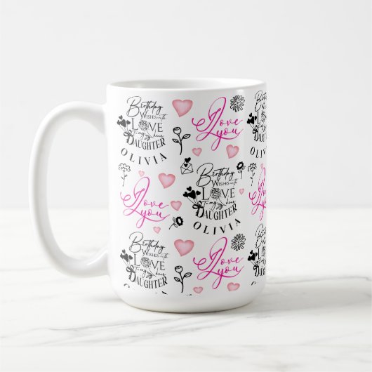 Best Daughter Birthday Custom Text コーヒーマグカップ (左)