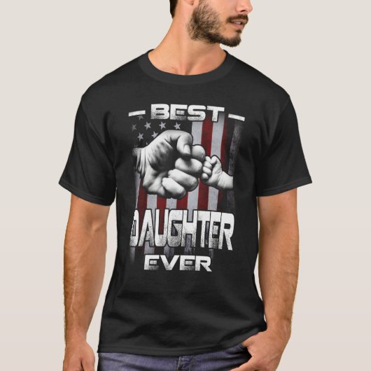 Best Daughter Ever Fist bump USA Flag Father's Day Tシャツ (正面)