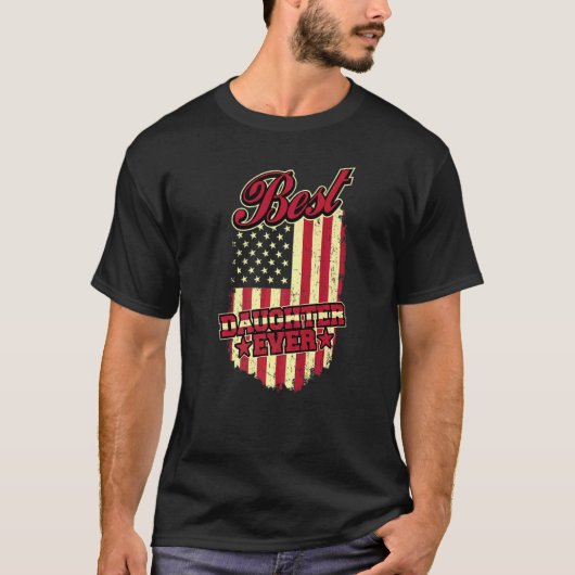 Best Daughter Ever Patriotic Vintage American Flag Tシャツ (正面)