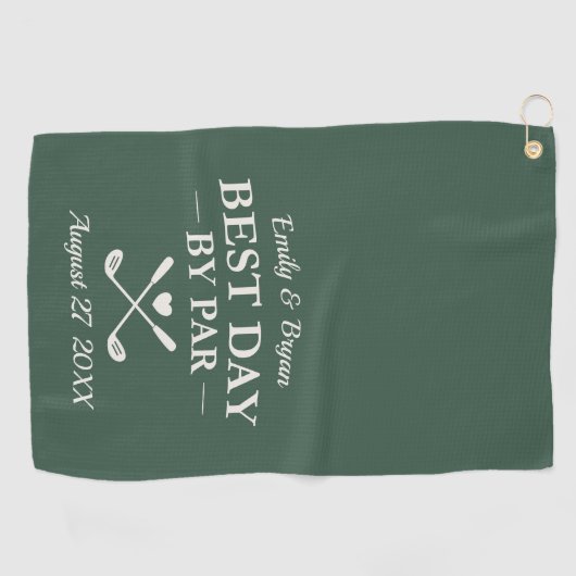 Best Day by Par Modern Personalized Wedding ゴルフタオル (横)