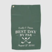 Best Day by Par Modern Personalized Wedding ゴルフタオル (正面)