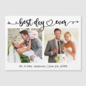 Best Day Ever Calligraphy Heart Photo Magnet Card (正面)