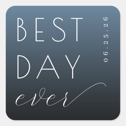 Best Day Ever Celebration Blue Minimalist スクエアシール (正面)