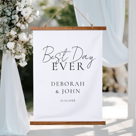 Best Day Ever! Elegant Modern Wedding 吊り下げ型タペストリー