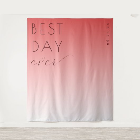 Best Day Ever Joyful Pink Gradient Minimalist タペストリー (正面)
