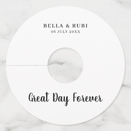 Best Day Ever Minimal Modern Wedding Design ワイングラスタグ (正面)
