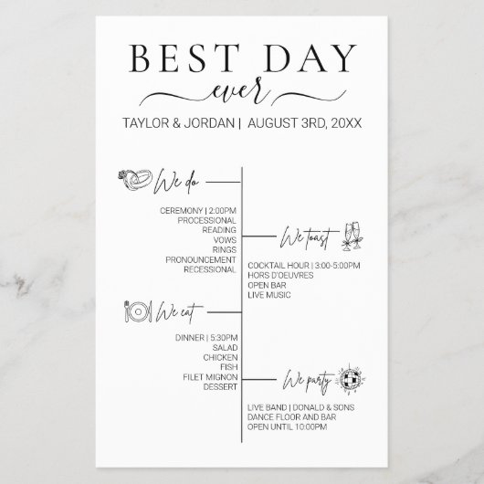Best Day Ever | Minimalist Wedding Itinerary チラシ (正面)
